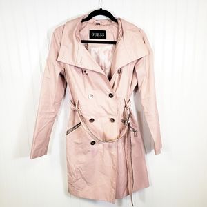 guess pink trench coat